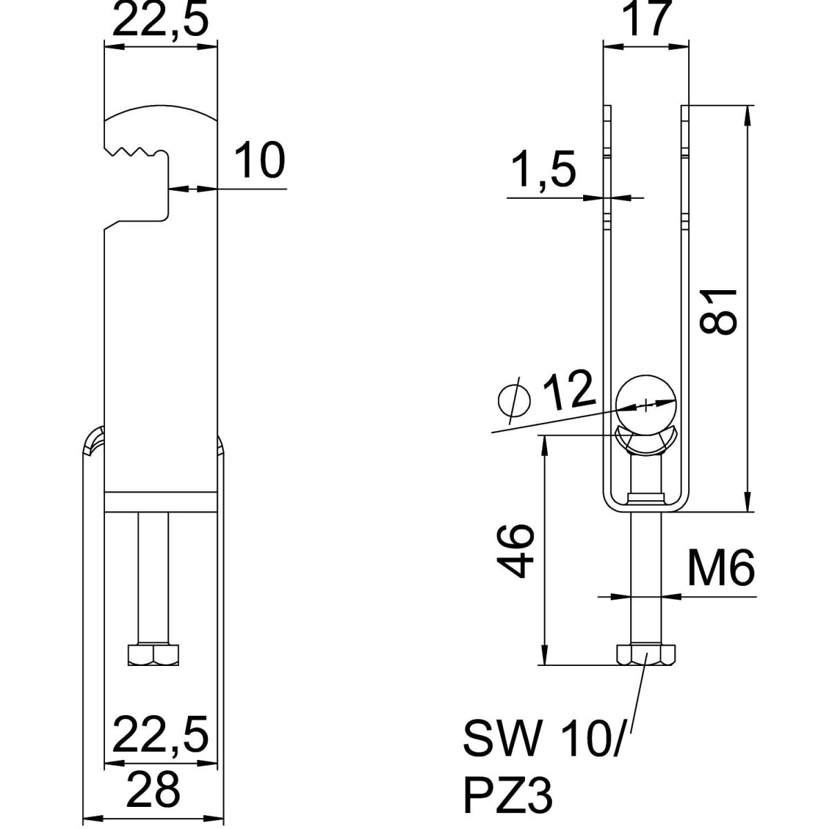 Bügelschelle BS-F3-M-12 FT