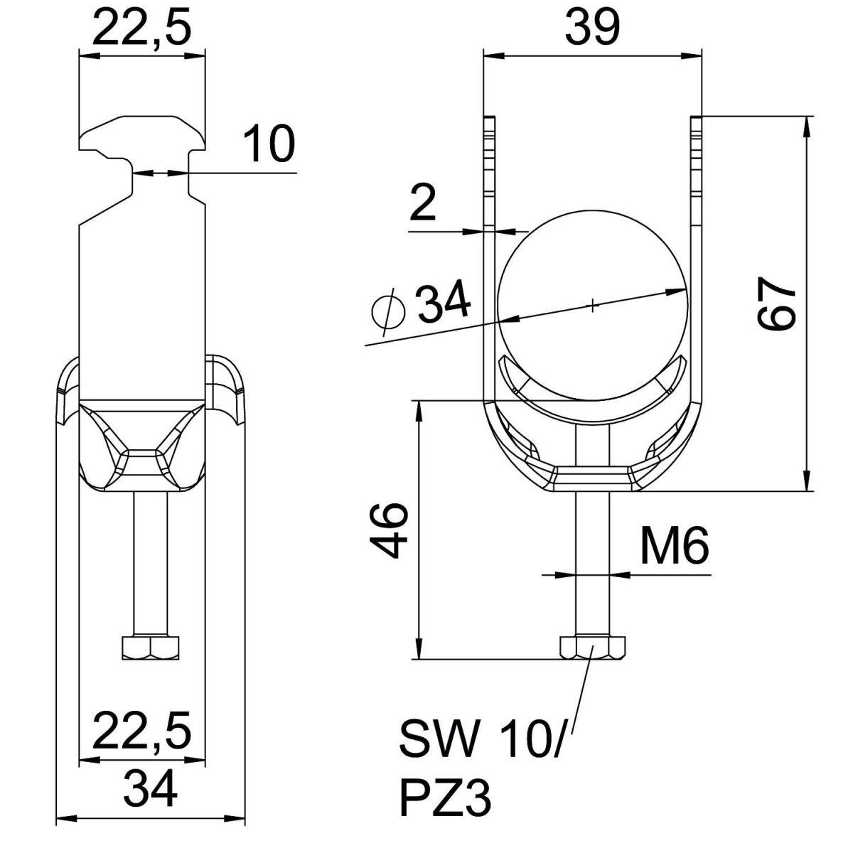 Bügelschelle BS-H1-M-34 A4