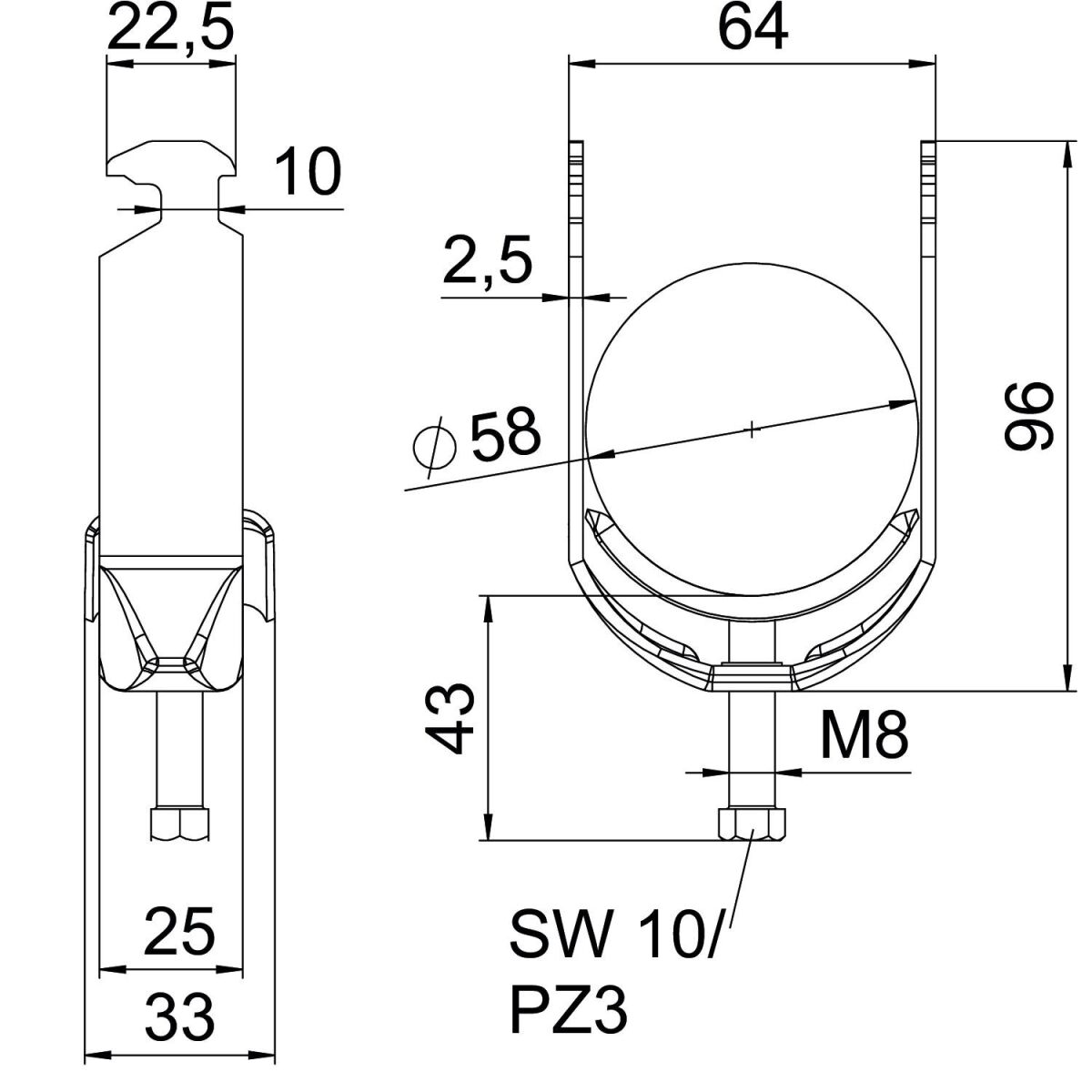 Bügelschelle BS-H1-M-58 A4
