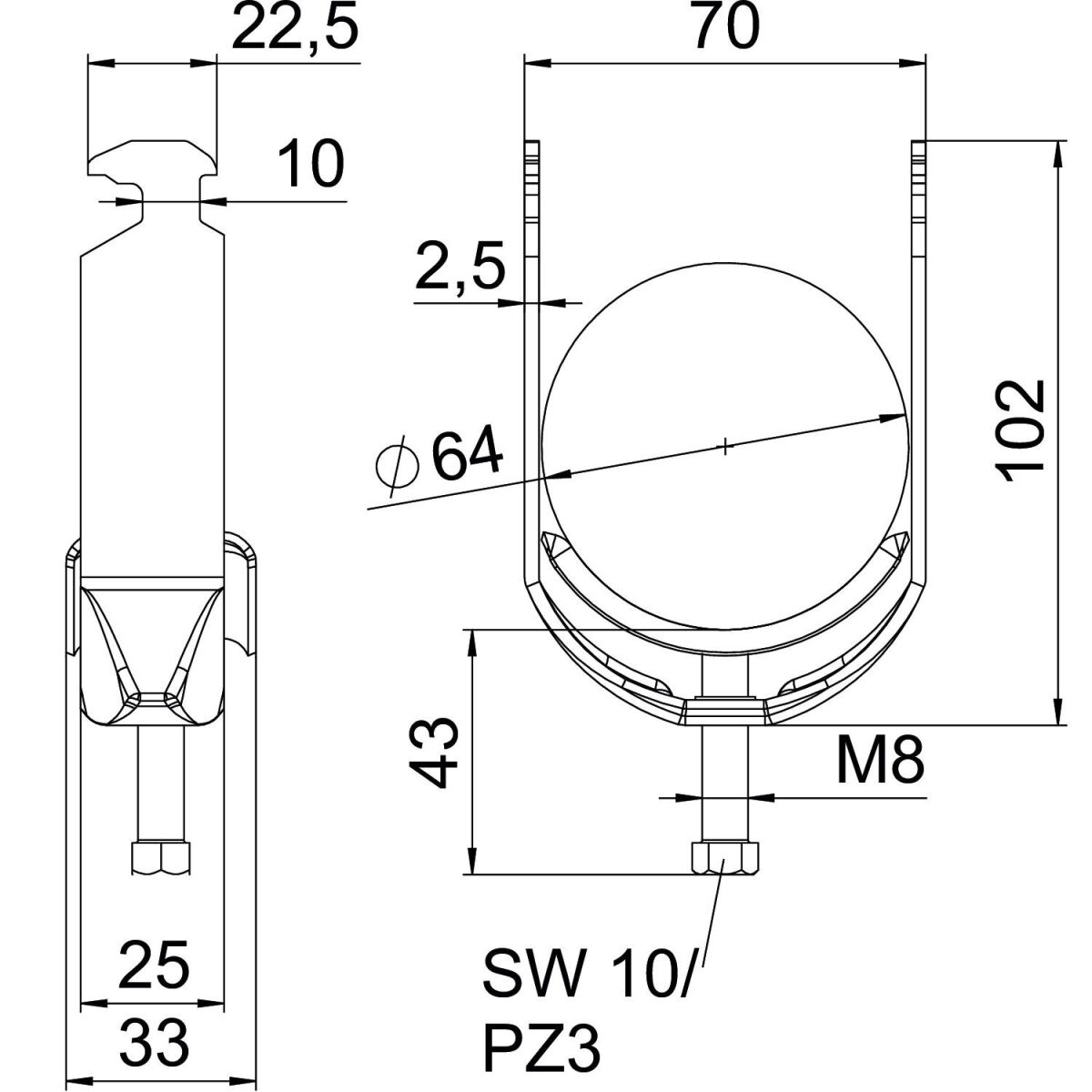 Bügelschelle BS-H1-M-64 A4