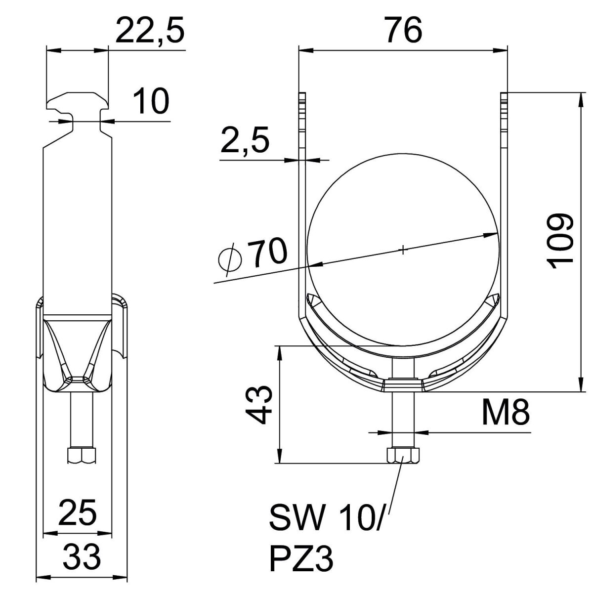 Bügelschelle BS-H1-M-70 A4