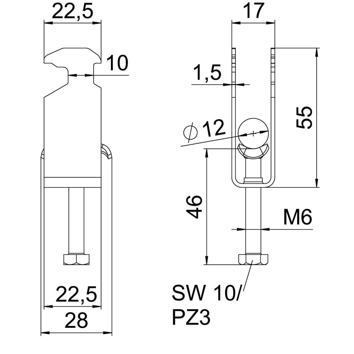 Bügelschelle BS-H2-M-12 A2
