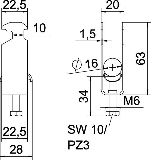 Bügelschelle BS-H2-M-16 FT