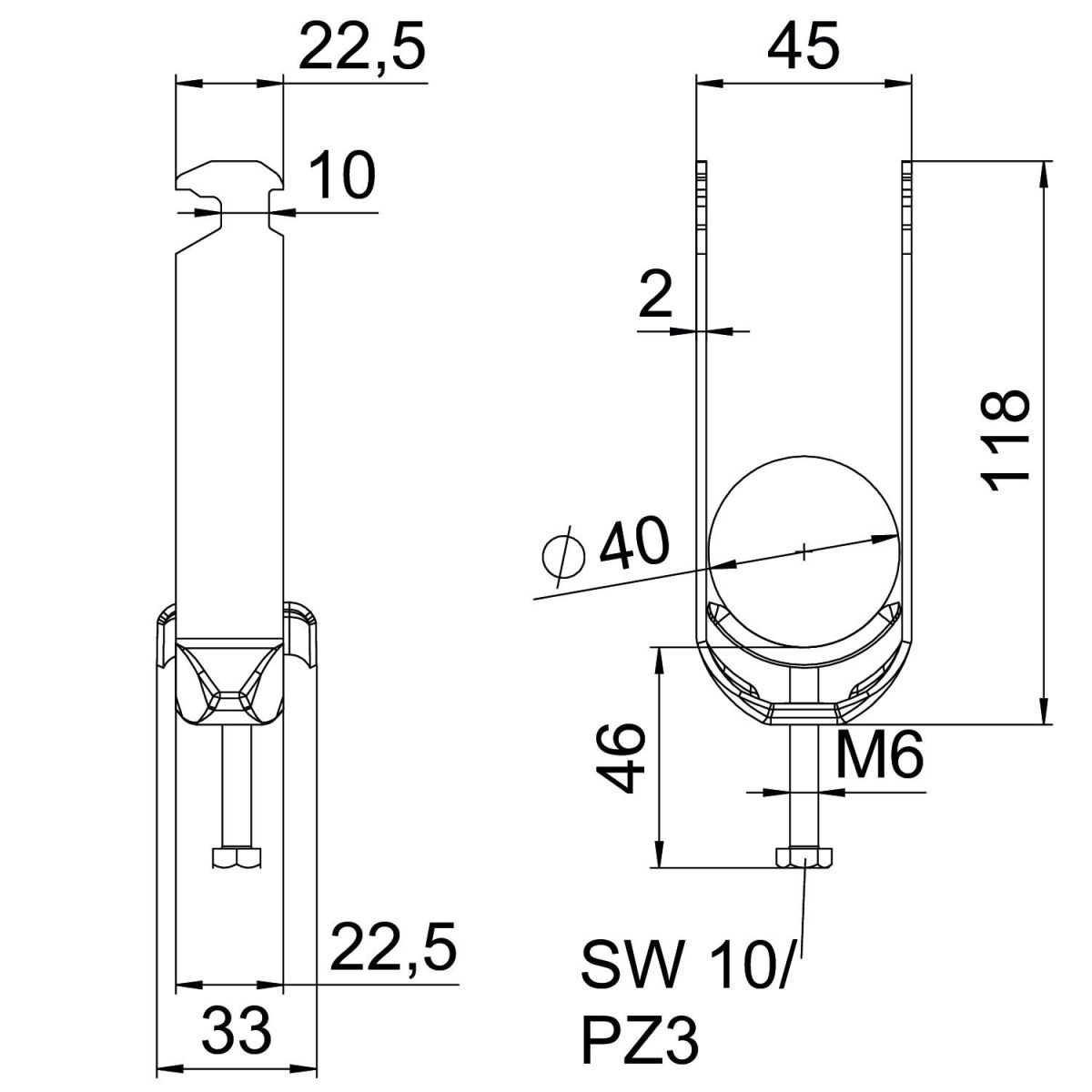 Bügelschelle BS-H2-M-40 FT