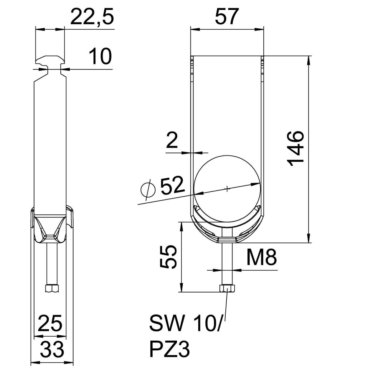 Bügelschelle BS-H2-M-52 A2