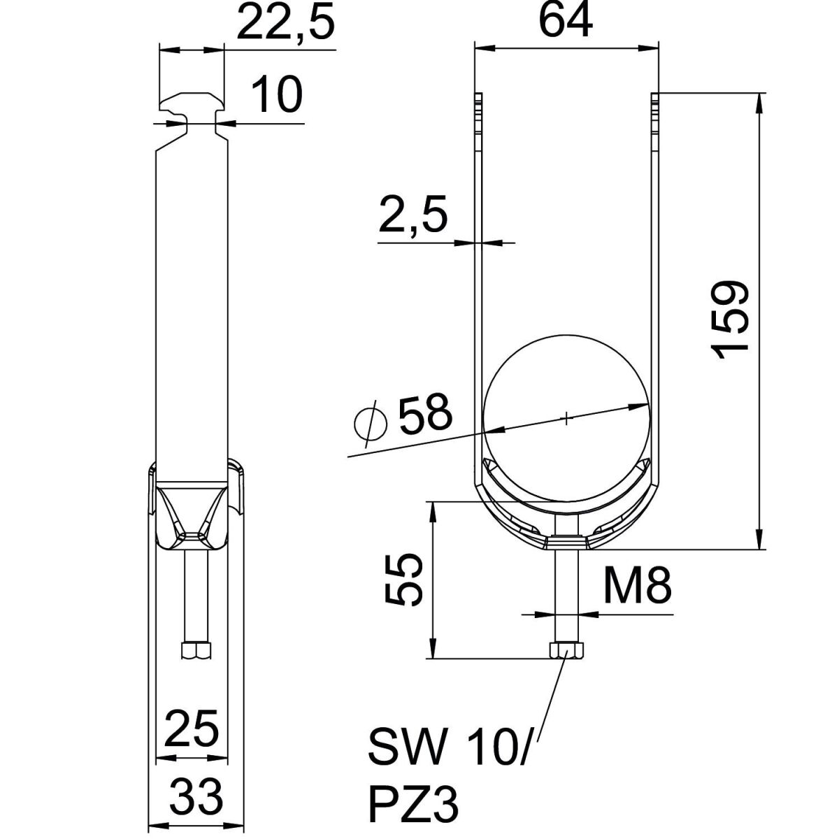 Bügelschelle BS-H2-M-58 FT