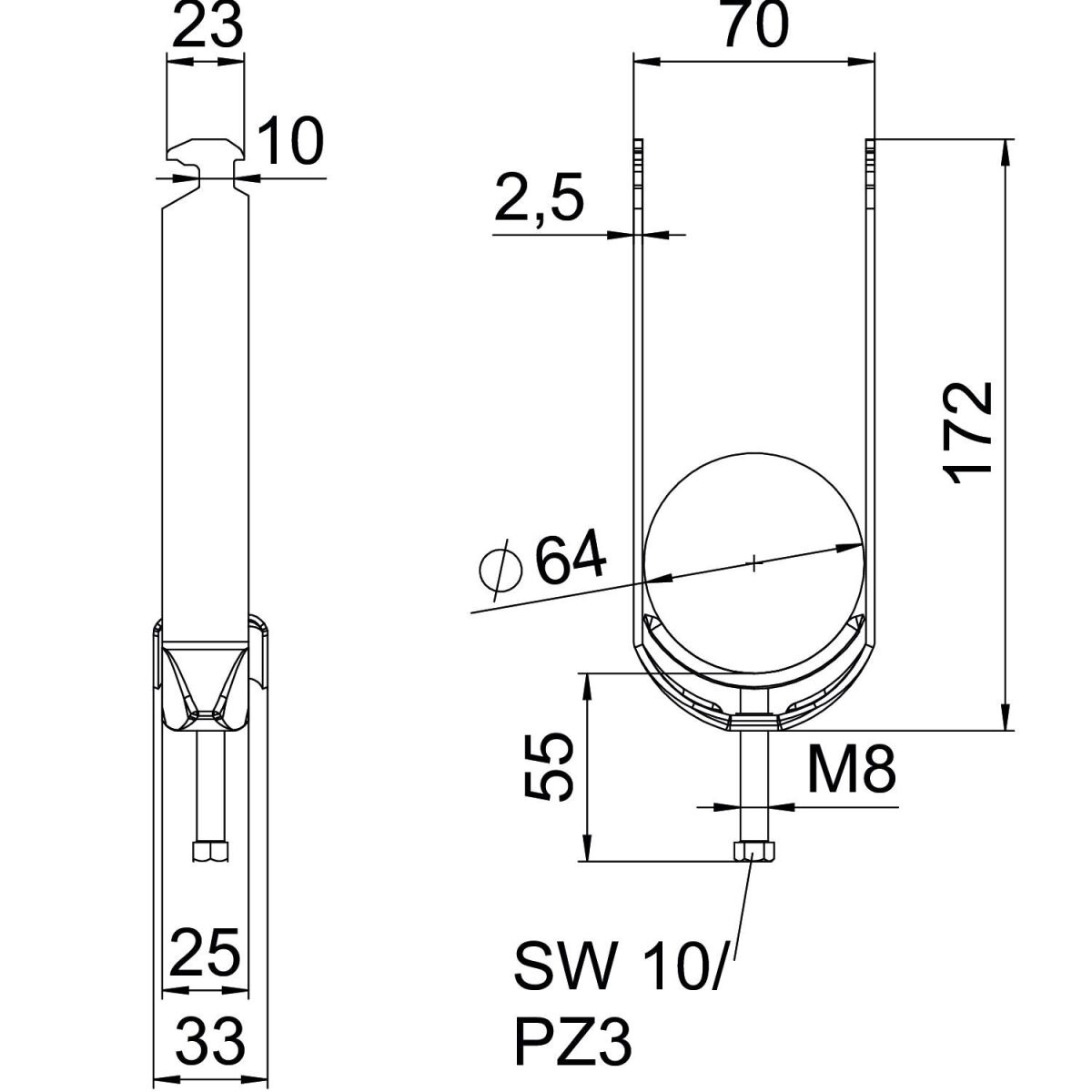 Bügelschelle BS-H2-M-64 FT