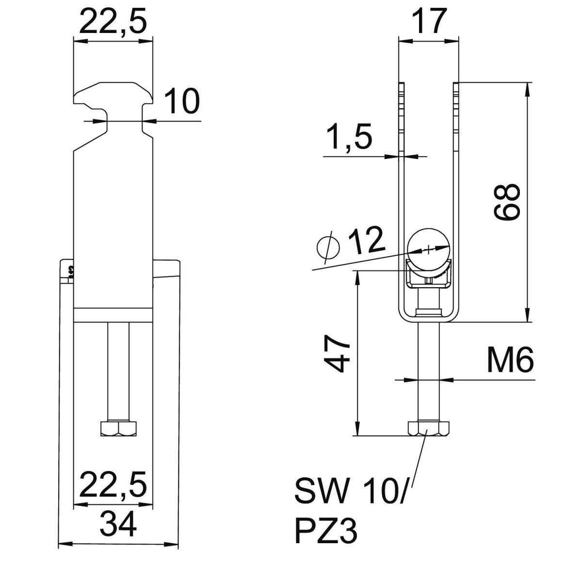 Bügelschelle BS-H3-K-12 ALU