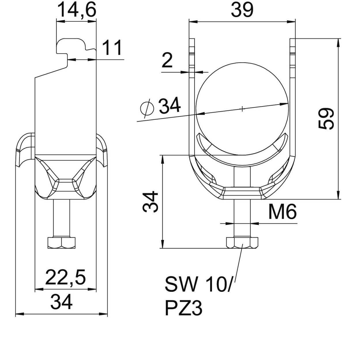 Bügelschelle BS-N1-M-34 A2