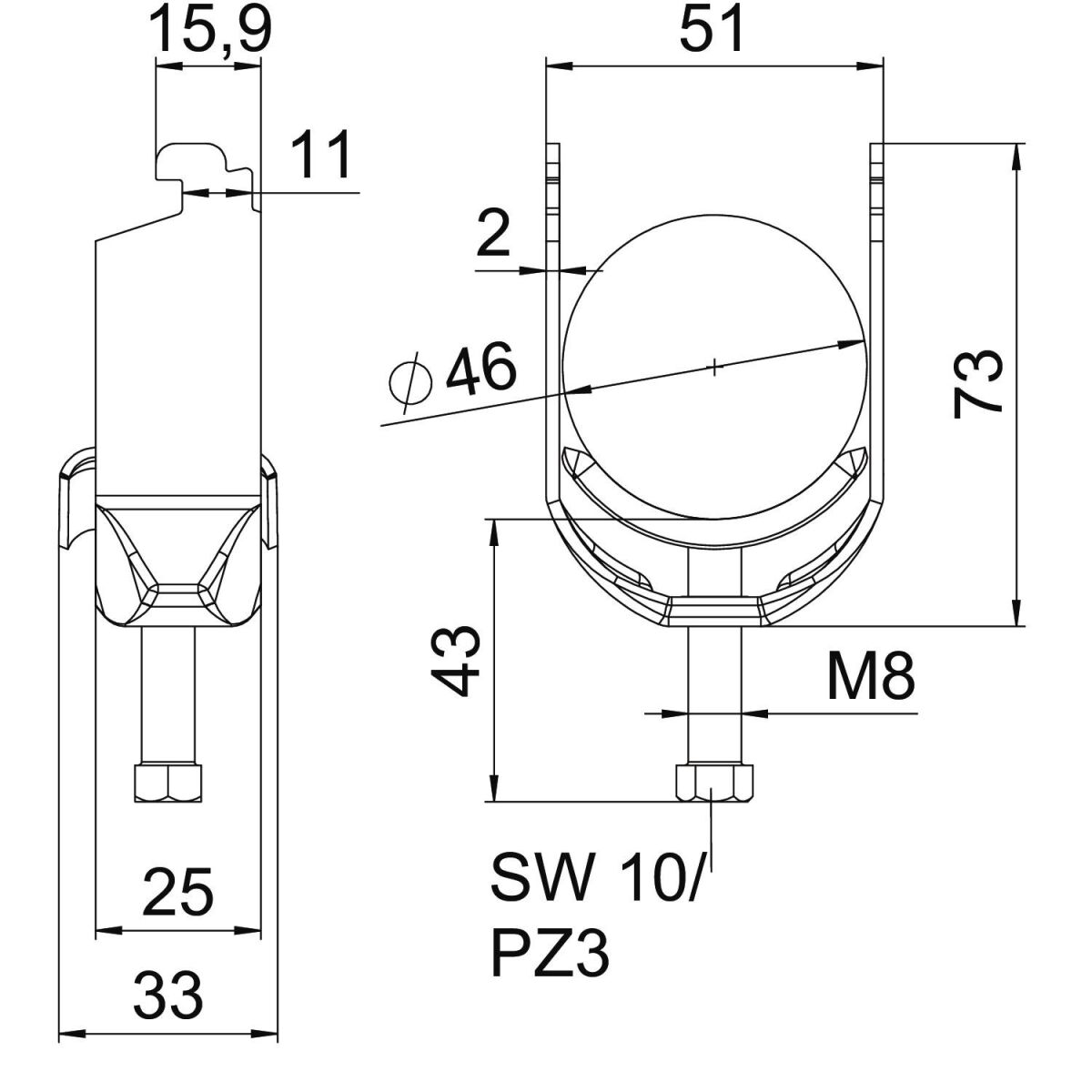Bügelschelle BS-N1-M-46 A2