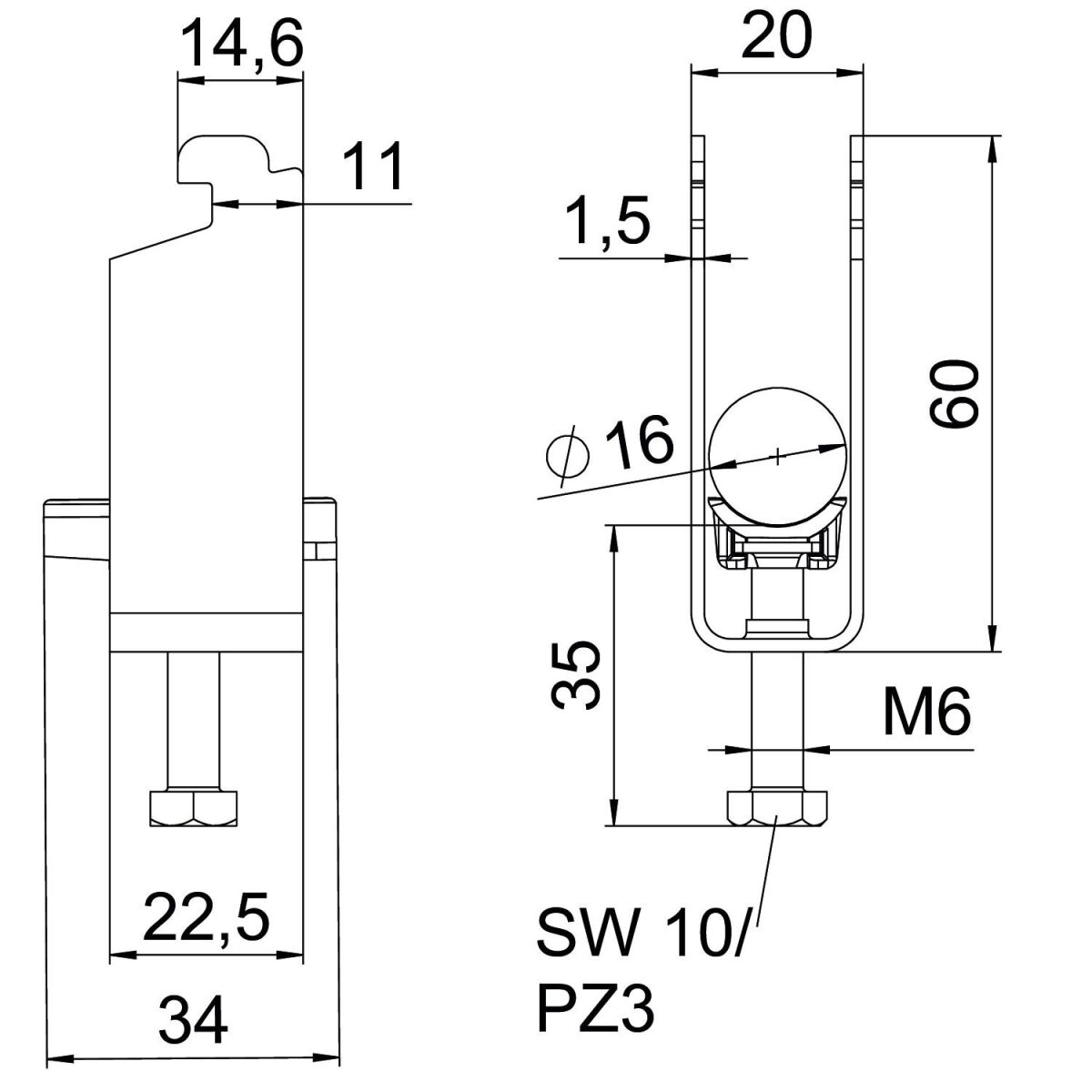 Bügelschelle BS-N2-K-16 FT
