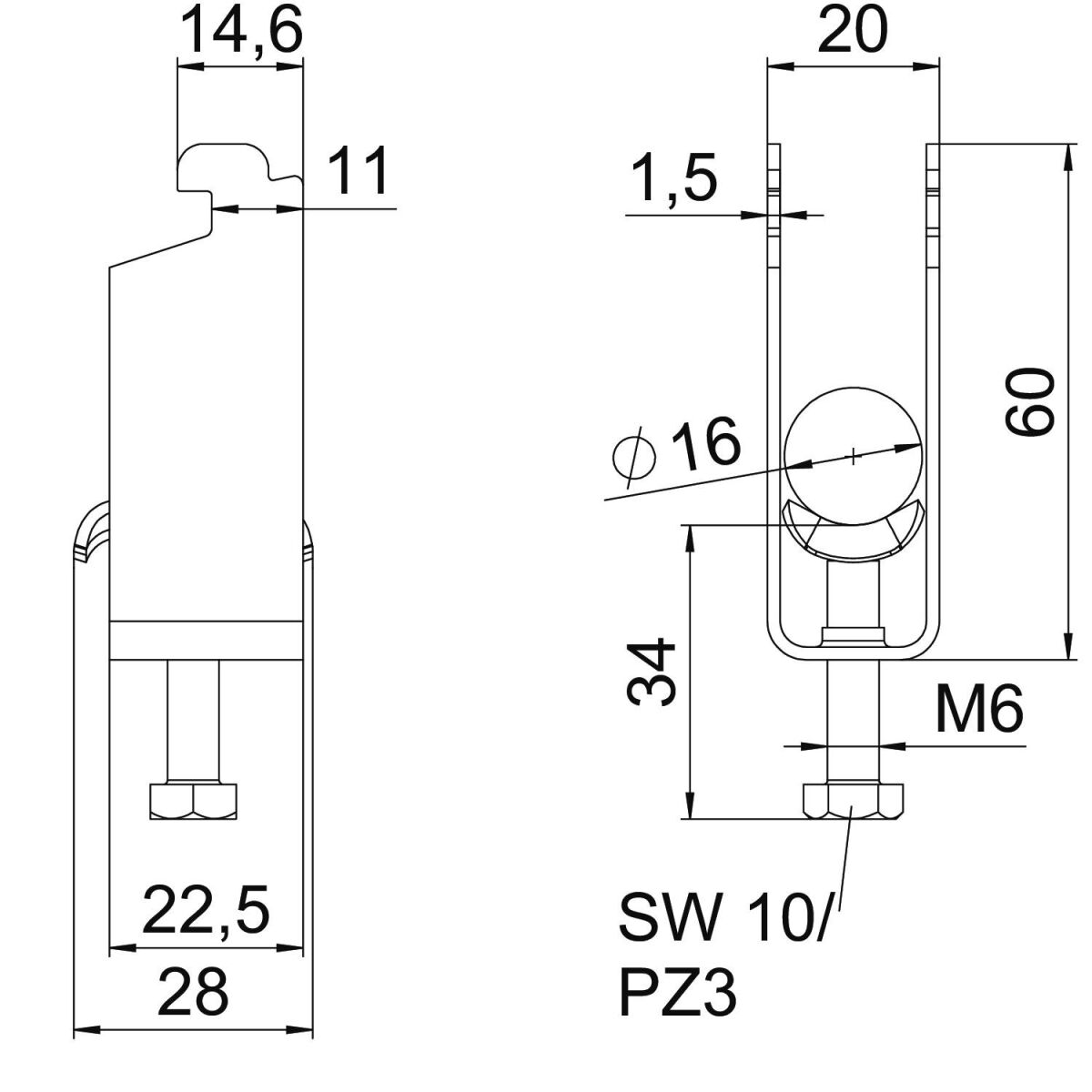 Bügelschelle BS-N2-M-16 FT