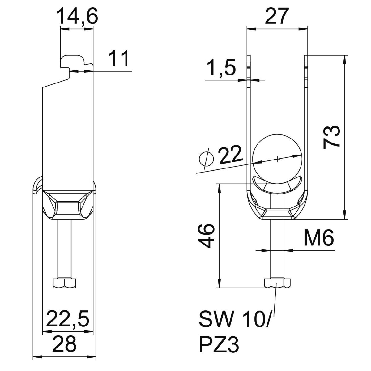 Bügelschelle BS-N2-M-22 FT