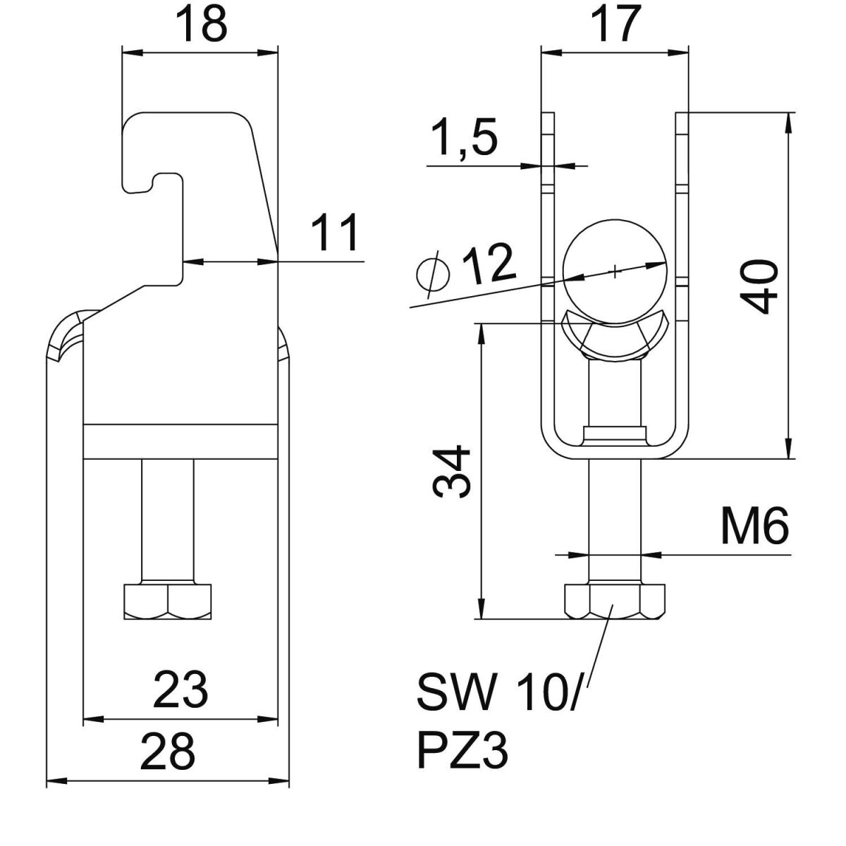 Bügelschelle BS-U1-M-12 A2