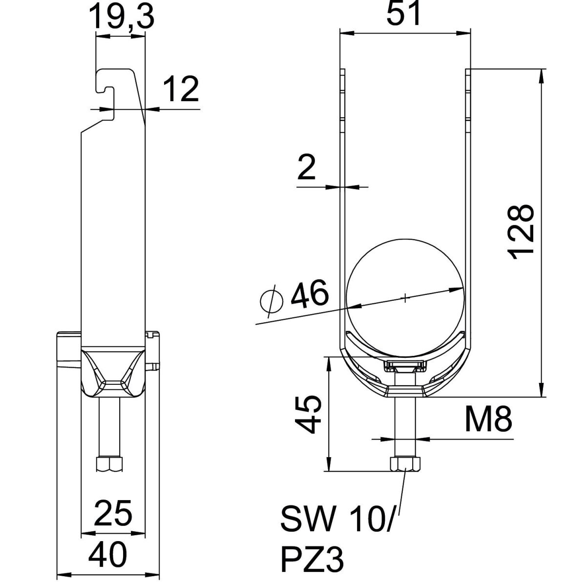Bügelschelle BS-U2-K-46 ALU