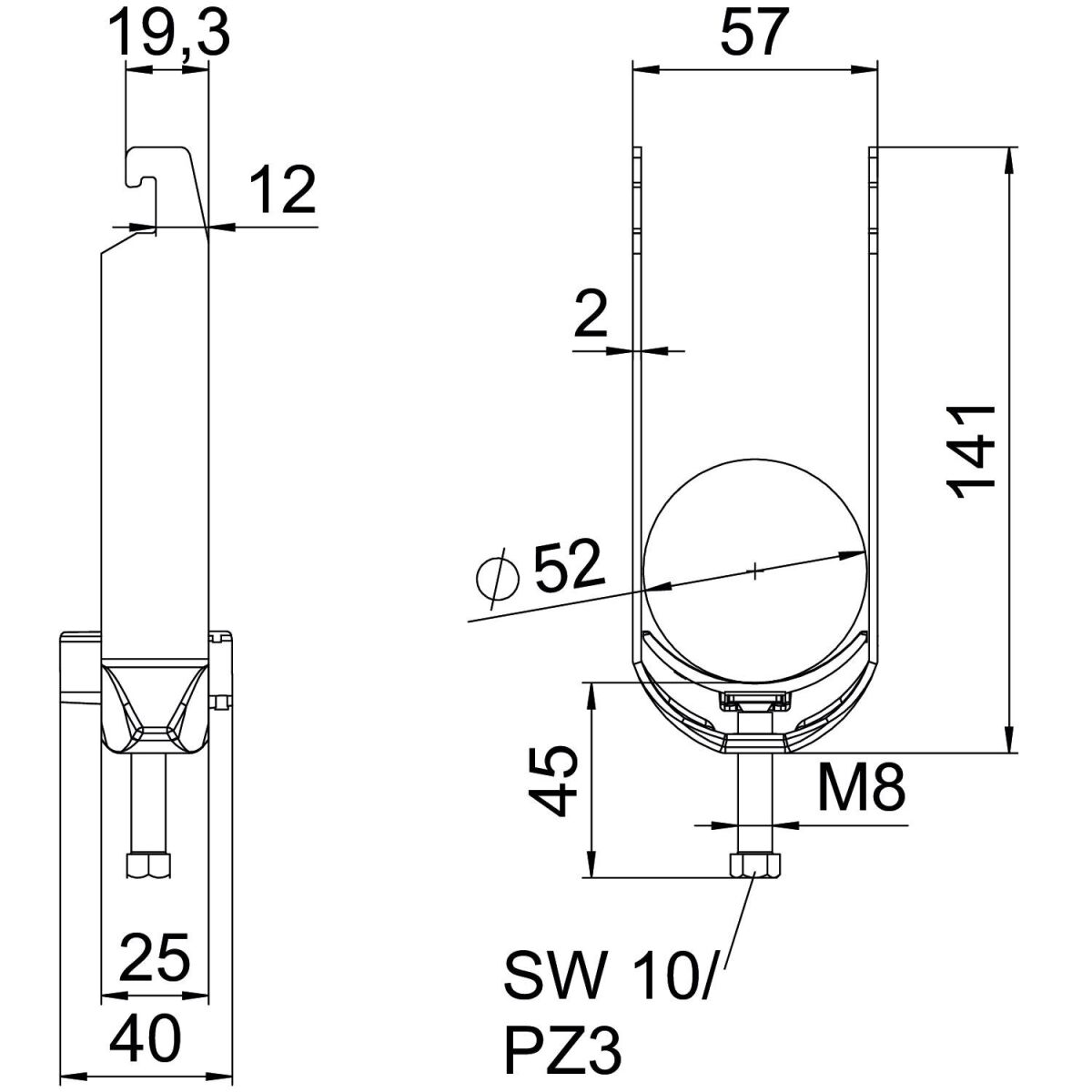 Bügelschelle BS-U2-K-52 ALU