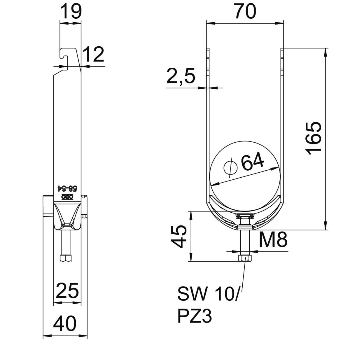 Bügelschelle BS-U2-K-64 FT