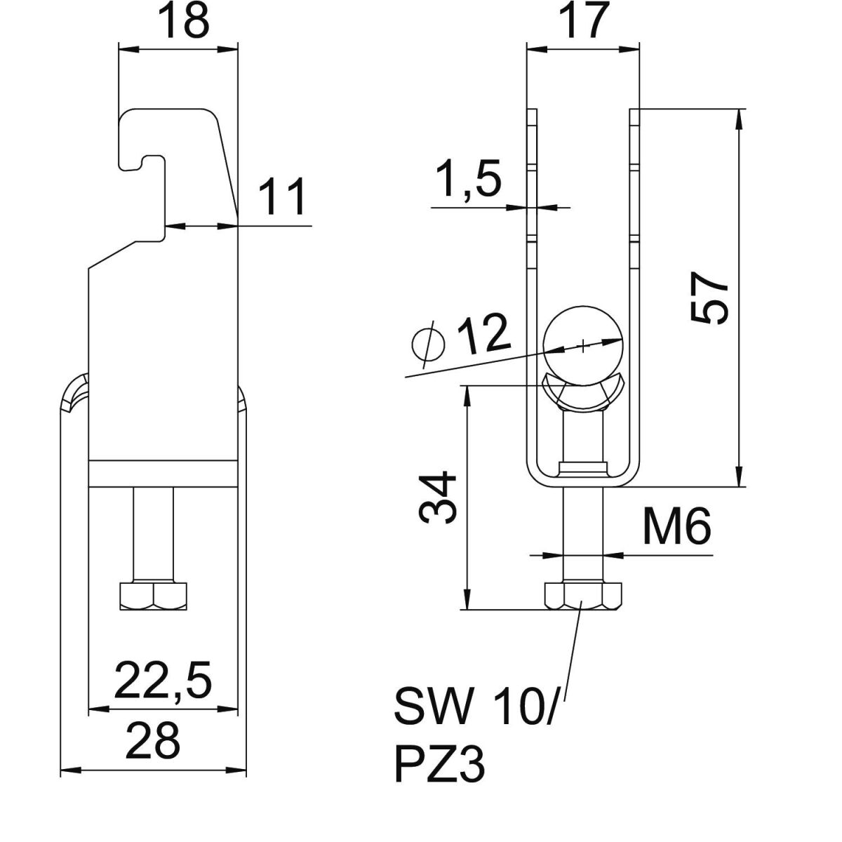 Bügelschelle BS-U2-M-12 FT