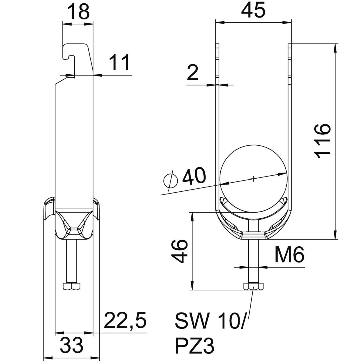 Bügelschelle BS-U2-M-40 FT