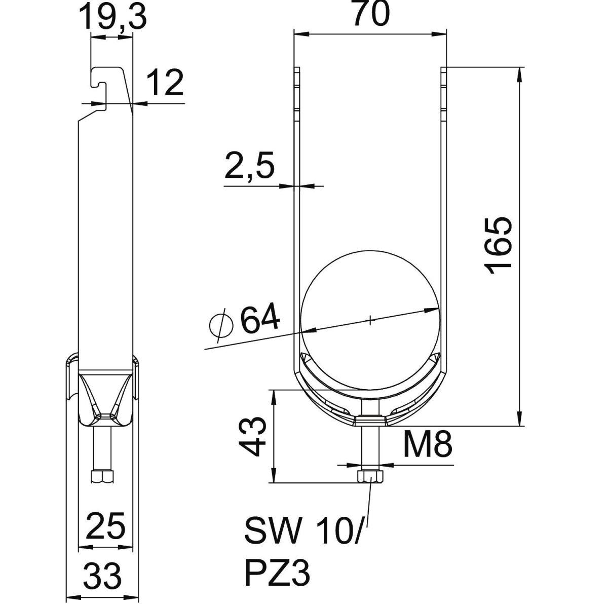 Bügelschelle BS-U2-M-64 FT