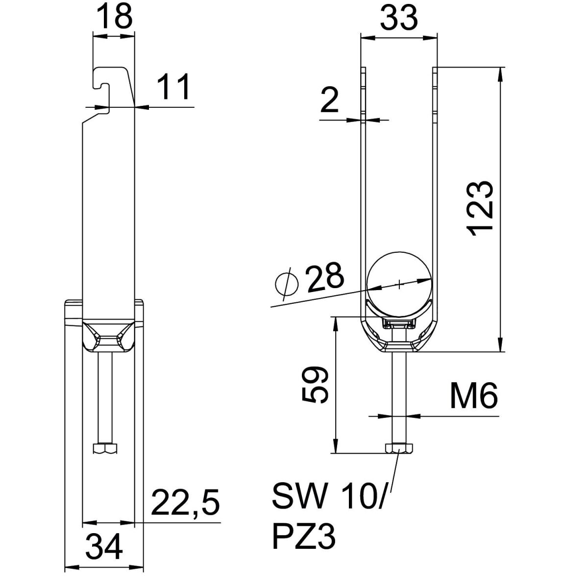 Bügelschelle BS-U3-K-28 ALU