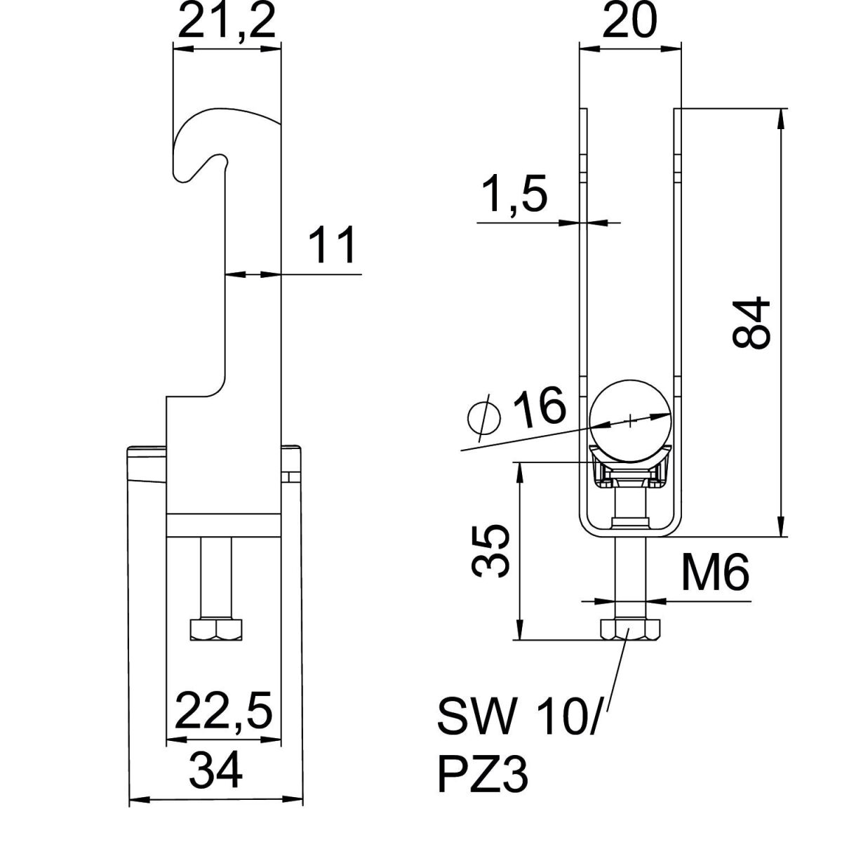 Bügelschelle BS-W1-K-16 A2