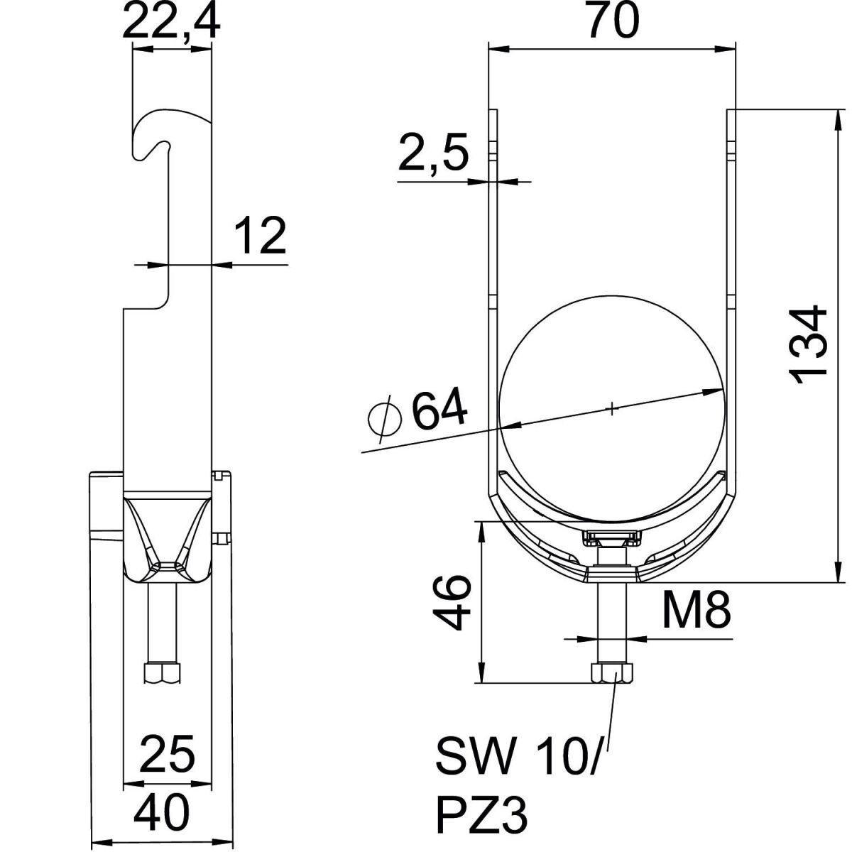 Bügelschelle BS-W1-K-64 A2