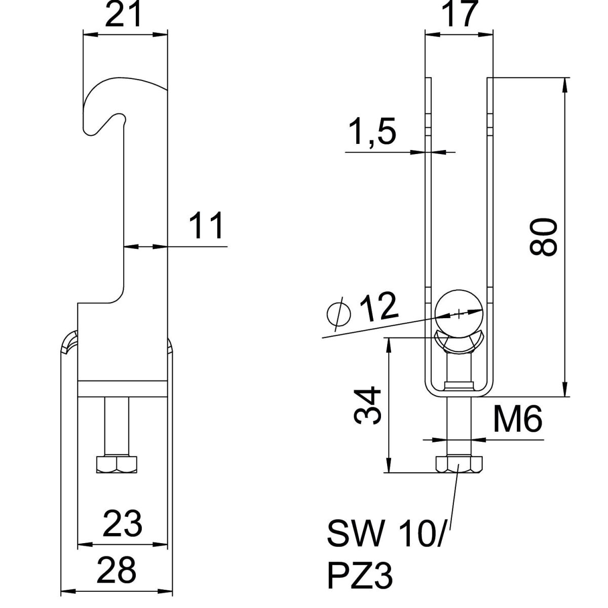 Bügelschelle BS-W1-M-12 A2