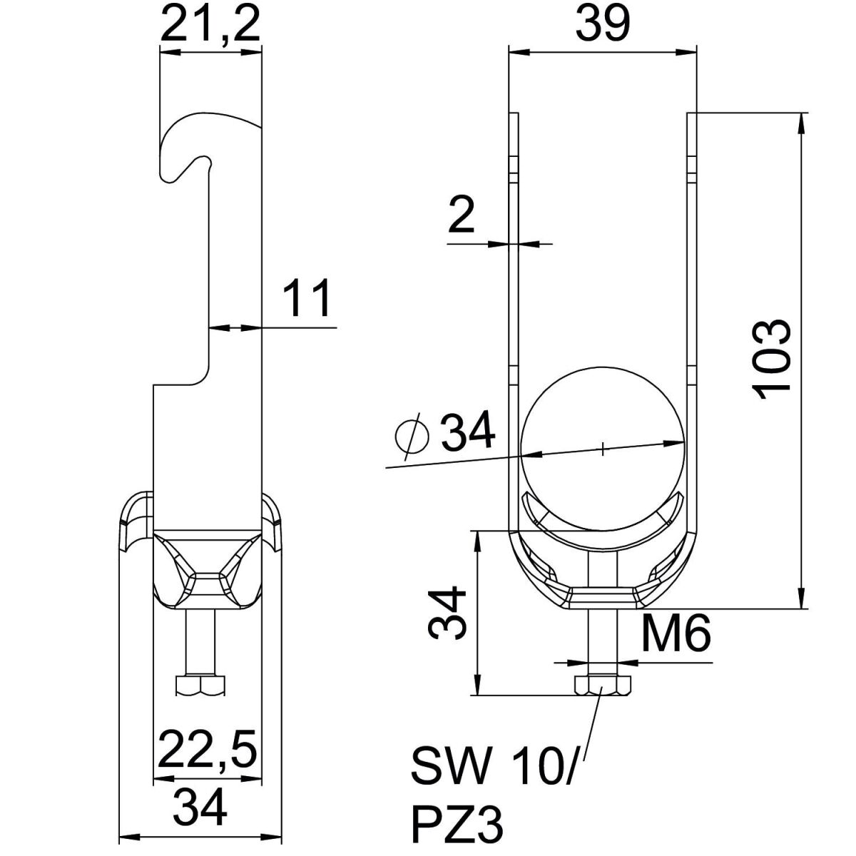Bügelschelle BS-W1-M-34 FT