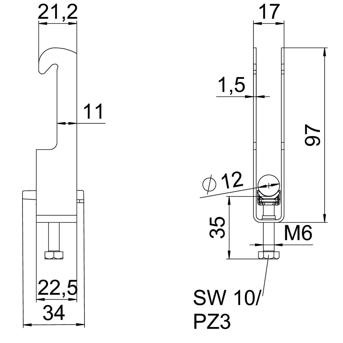 Bügelschelle BS-W2-K-12 FT