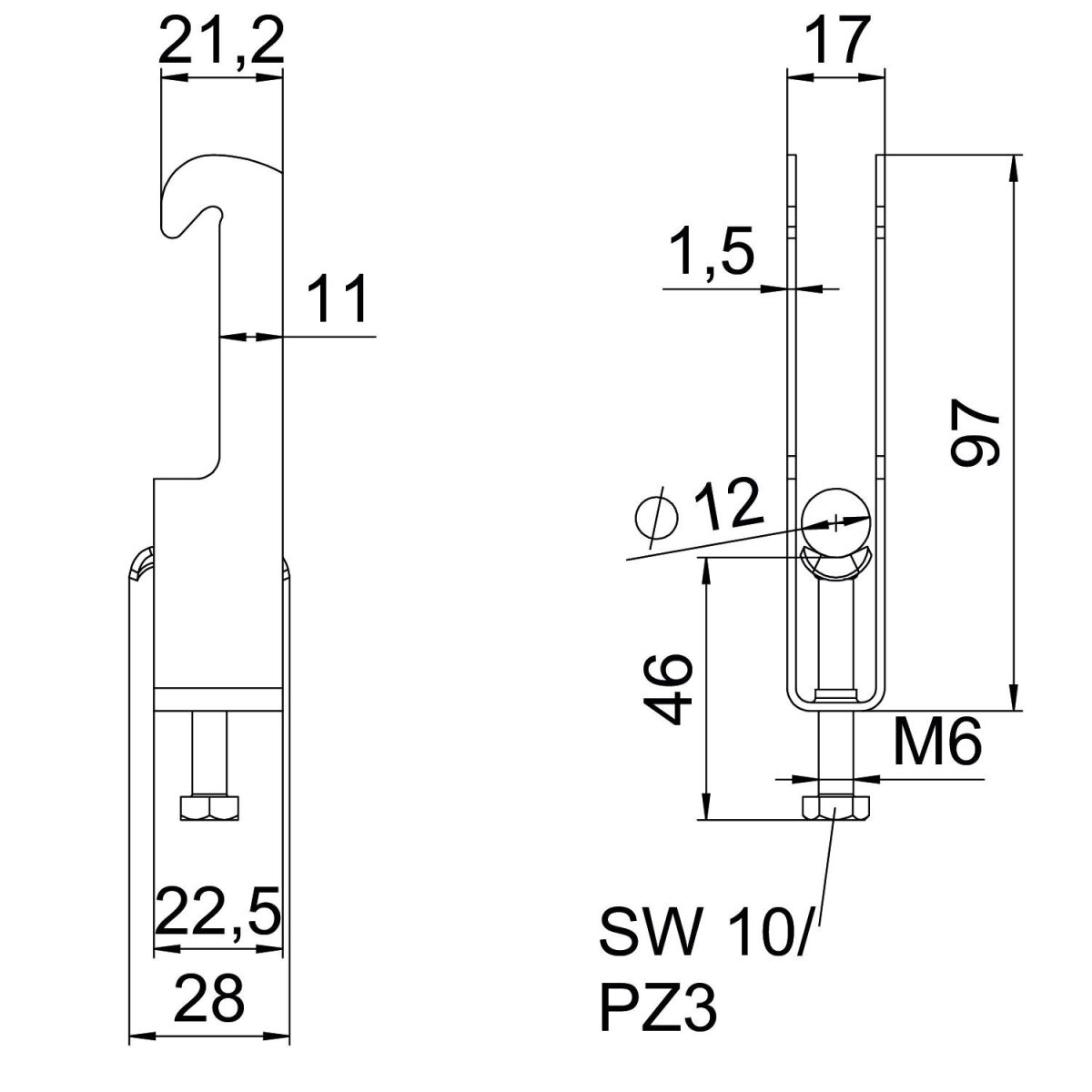 Bügelschelle BS-W2-M-12 FT