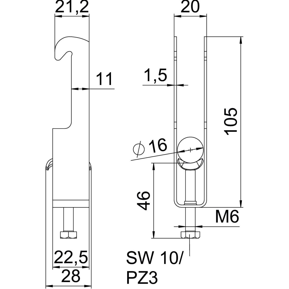 Bügelschelle BS-W2-M-16 FT