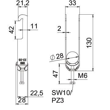 Bügelschelle BS-W2-M-28 FT Bügelschelle BS-W2-M-28 FT