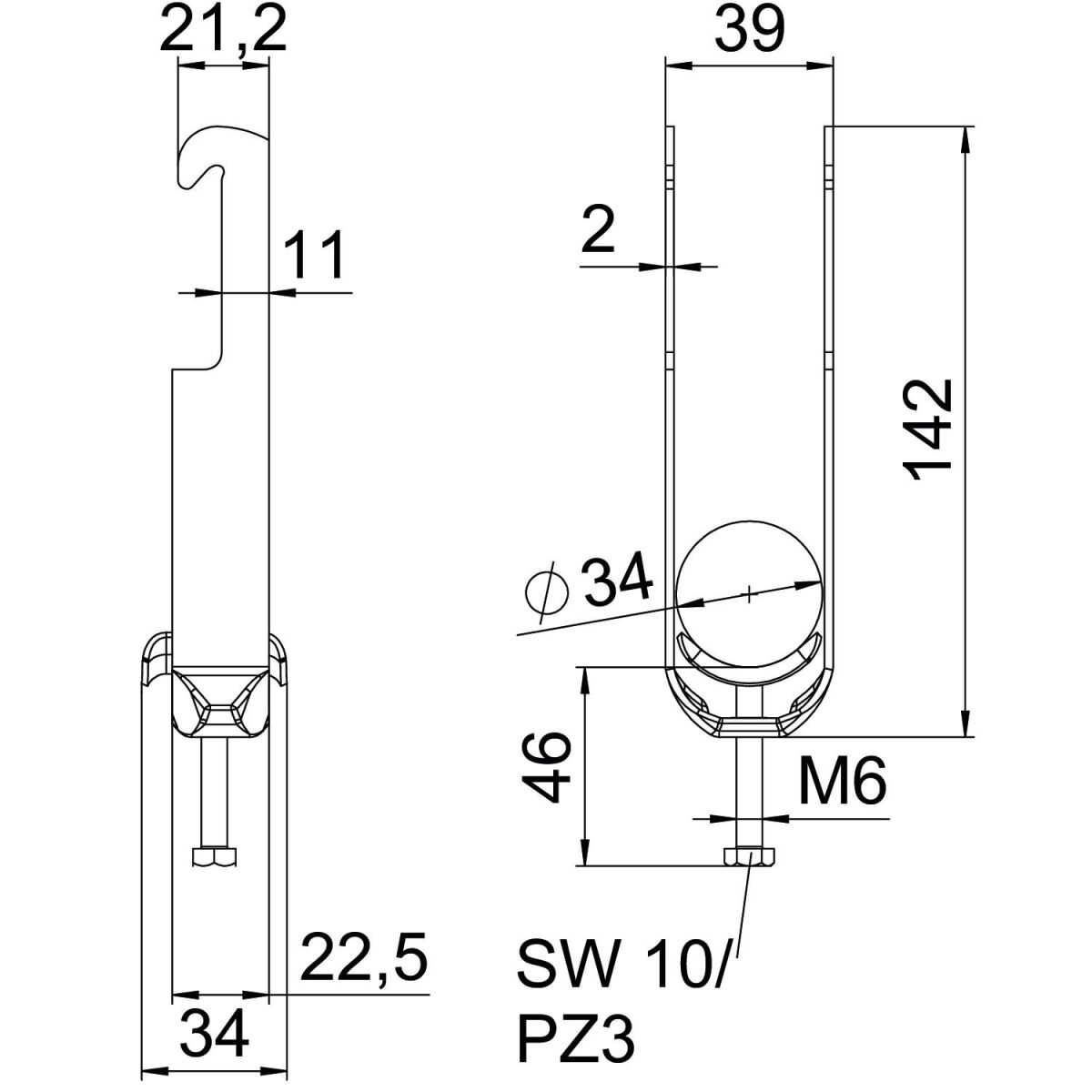 Bügelschelle BS-W2-M-34 FT