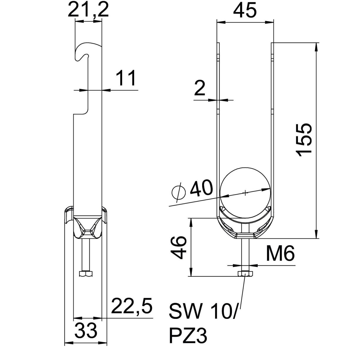 Bügelschelle BS-W2-M-40 FT