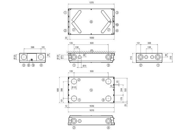 Abluft rechts WS 120 Trio LRV