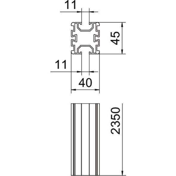 Trägerprofil TP 45 2350 ALU Trägerprofil TP 45 2350 ALU