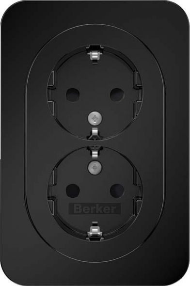 SCHUKO-Doppelsteckdose 47592045 schwarz glänzend SCHUKO-Doppelsteckdose 47592045 schwarz glänzend