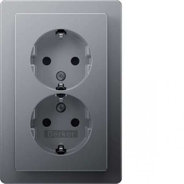 SCHUKO-Doppelsteckdose 47596084 alu samt lackiert SCHUKO-Doppelsteckdose 47596084 alu samt lackiert