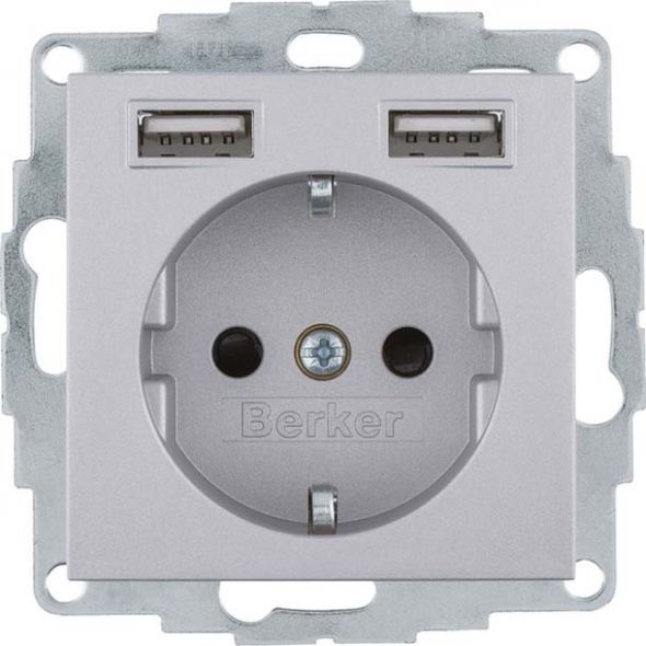 SCHUKO/USB-Steckdose 48031404 alu matt lackiert SCHUKO/USB-Steckdose 48031404 alu matt lackiert