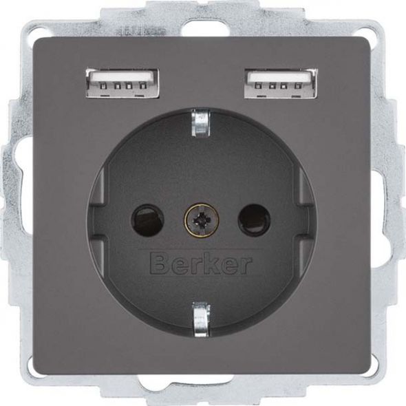 SCHUKO/USB-Steckdose 48036086 anthr samt lackiert SCHUKO/USB-Steckdose 48036086 anthr samt lackiert