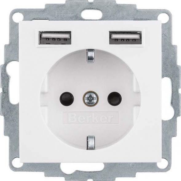 SCHUKO/USB-Steckdose 48036089 polarweiß samt SCHUKO/USB-Steckdose 48036089 polarweiß samt