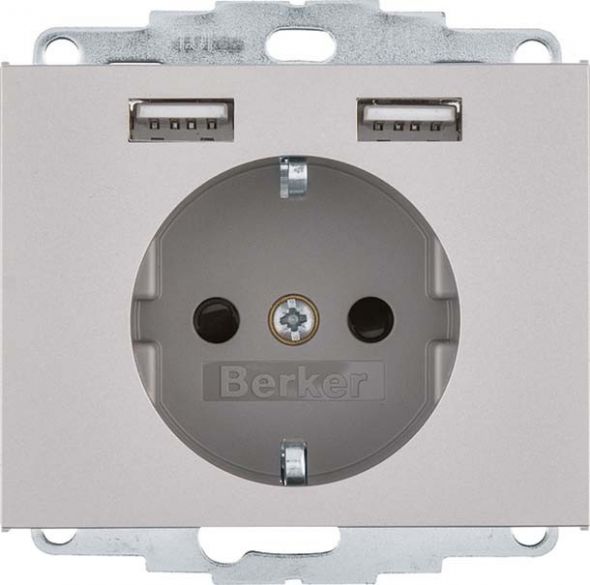 SCHUKO/USB-Steckdose 48037004 edelst matt lackiert SCHUKO/USB-Steckdose 48037004 edelst matt lackiert