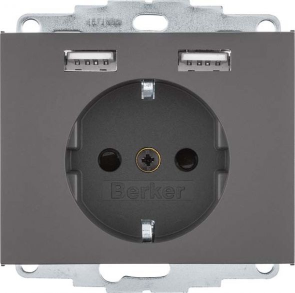 SCHUKO/USB-Steckdose 48037006 anthr matt lackiert SCHUKO/USB-Steckdose 48037006 anthr matt lackiert