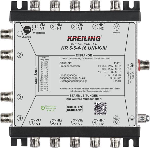 Unicable Multischalter KR 5-5-4-16UNI-K-III Unicable Multischalter KR 5-5-4-16UNI-K-III