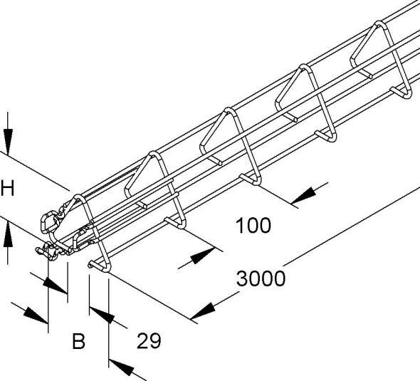 Gitterrinne V-förmig MTCT 100 E3 Gitterrinne V-förmig MTCT 100 E3