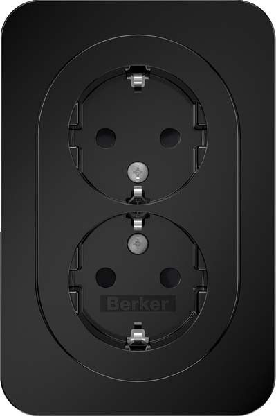 SCHUKO-Doppelsteckdose 47592045 schwarz glänzend SCHUKO-Doppelsteckdose 47592045 schwarz glänzend