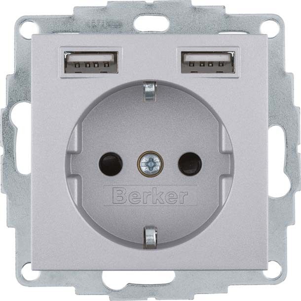 SCHUKO/USB-Steckdose 48031404 alu matt lackiert SCHUKO/USB-Steckdose 48031404 alu matt lackiert