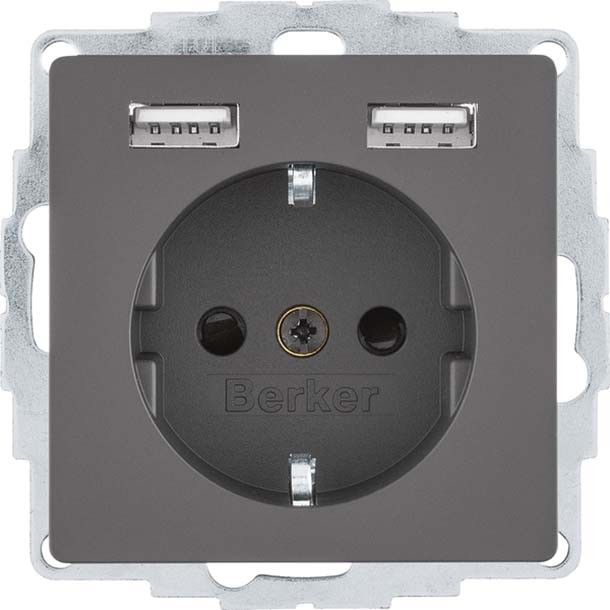 SCHUKO/USB-Steckdose 48036086 anthr samt lackiert SCHUKO/USB-Steckdose 48036086 anthr samt lackiert