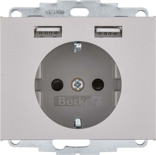 SCHUKO/USB-Steckdose 48037004 edelst matt lackiert SCHUKO/USB-Steckdose 48037004 edelst matt lackiert